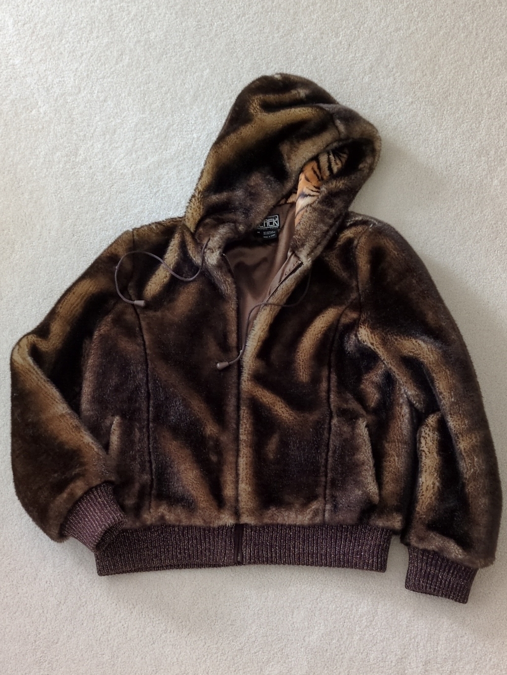 Berek Coat Fuzzy Teddy Brown Cozy Hooded Fall Winter Medium